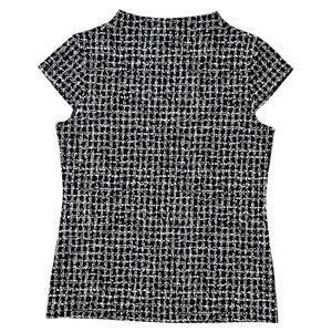 NWT Ann Taylor Mock Neck Cap Sleeve Black & White Plaid Blouse Small